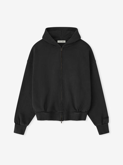 Essentials Embroidered Classic Full Zip Hoodie Vintage Black