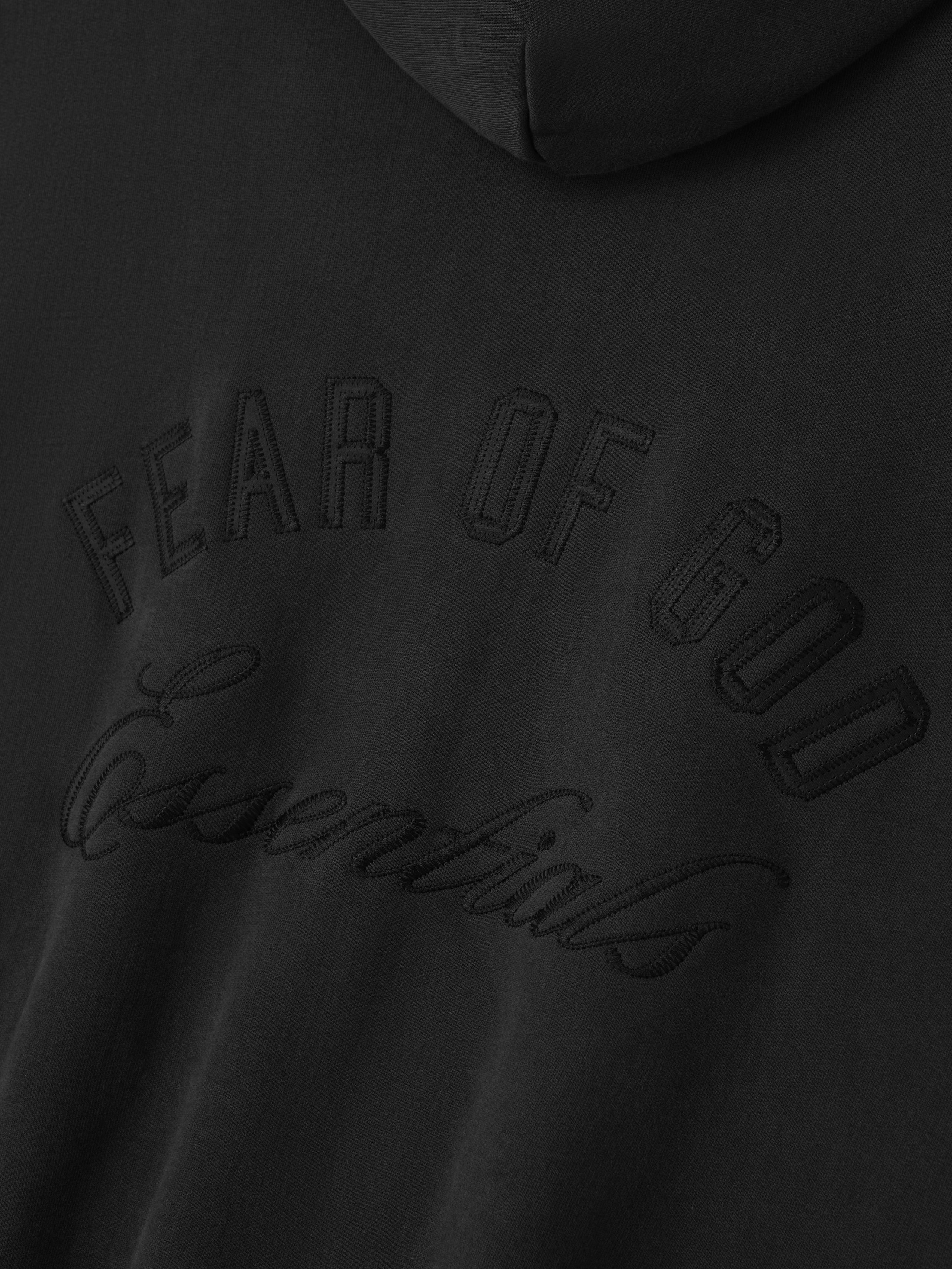 Essentials Embroidered Classic Full Zip Hoodie Vintage Black