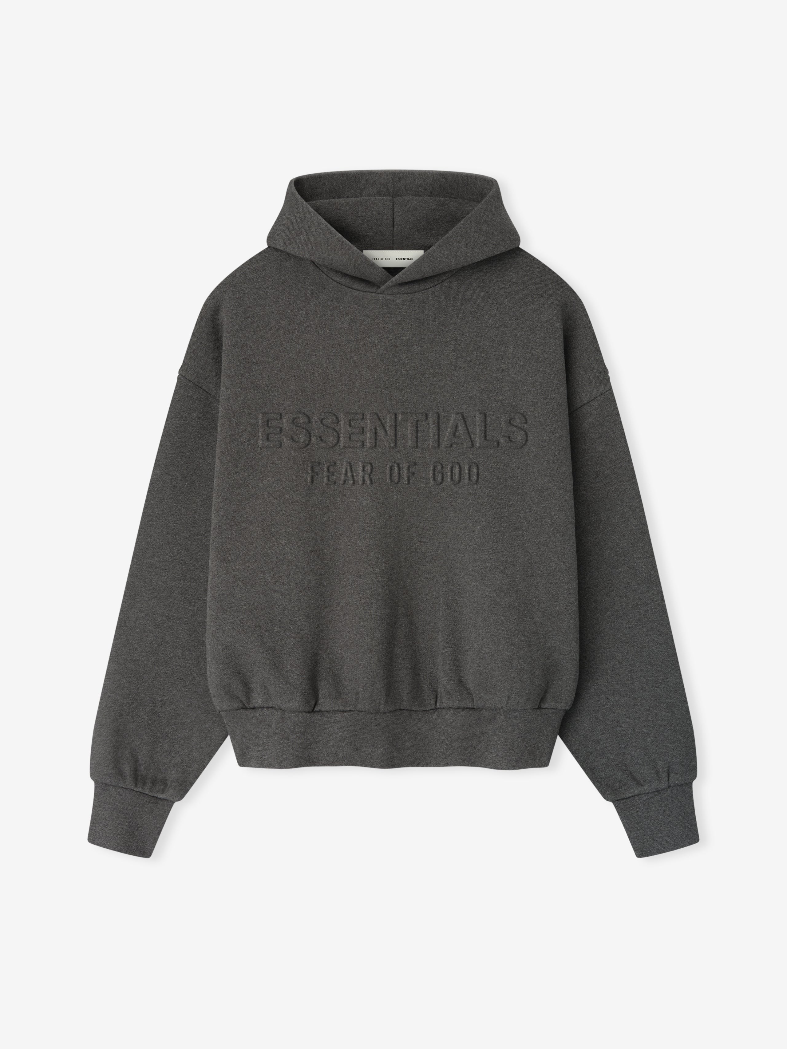 Essentials Embossed Essentials Classic Hoodie Charcoal Heather