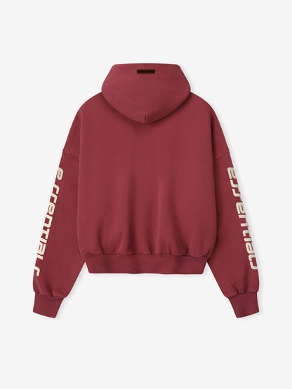 Essentials Cropped Relaxed Hoodie Crimson