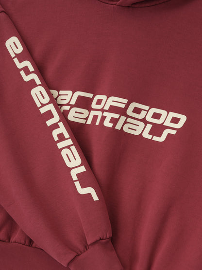 Essentials Cropped Relaxed Hoodie Crimson