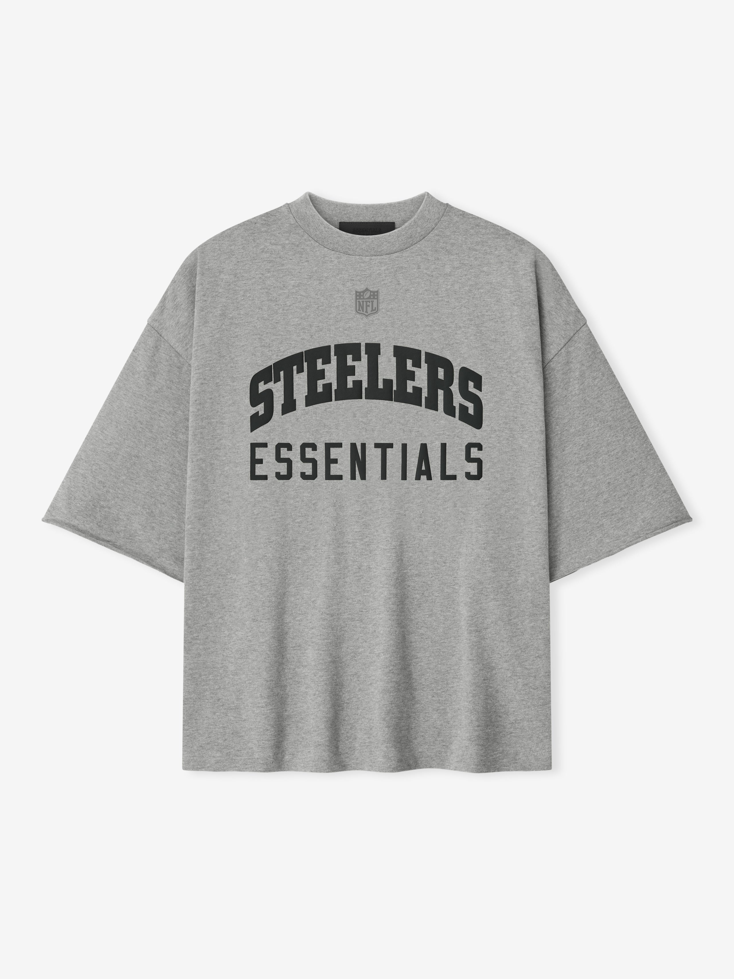 Essentials Steelers 90S 3/4 Sleeve Football Tee Concrete Heather