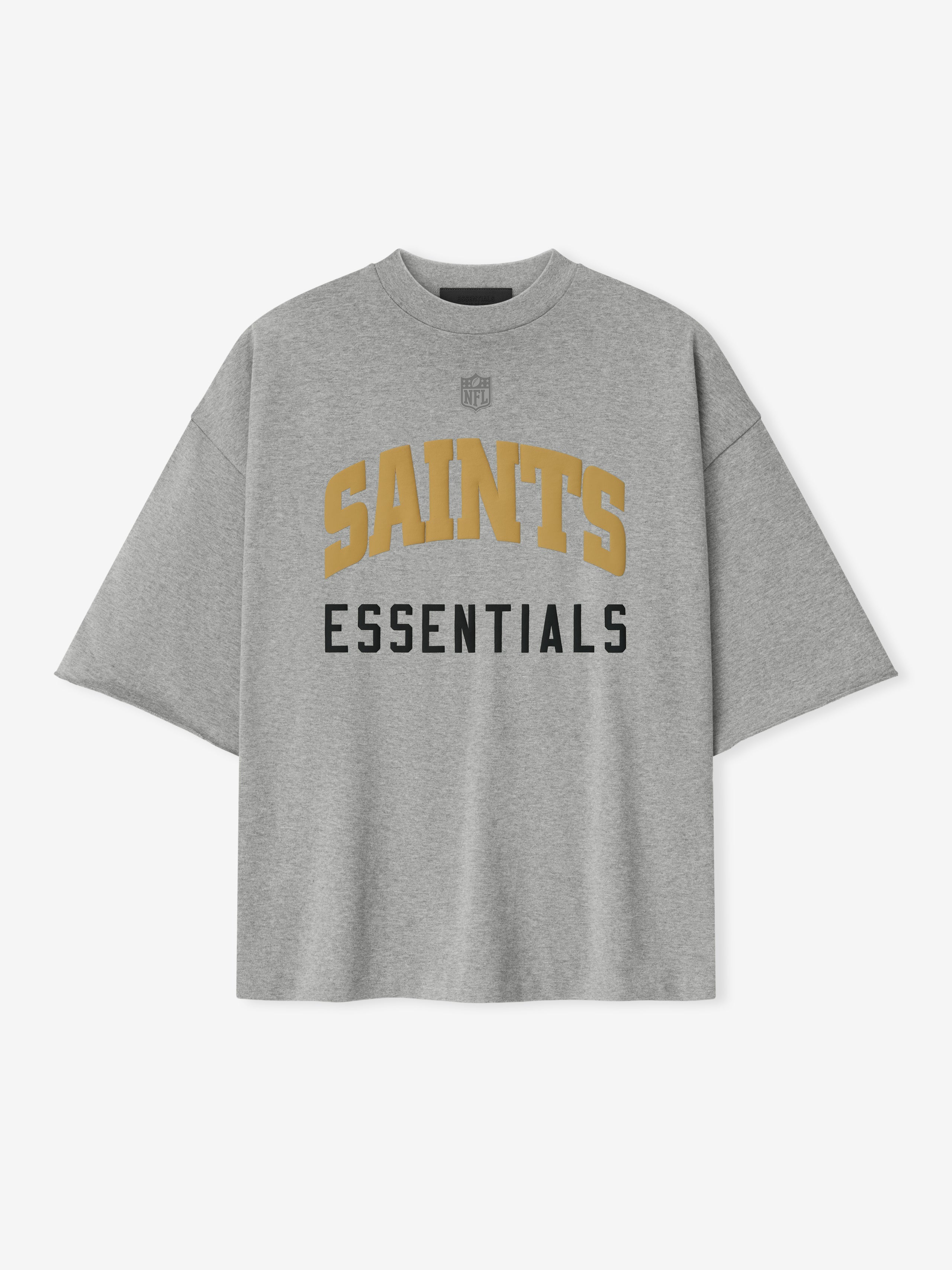 Essentials Saints 90S 3/4 Sleeve Football Tee Concrete Heather