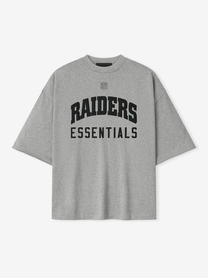 Essentials Raiders 90S 3/4 Sleeve Football Tee Concrete Heather