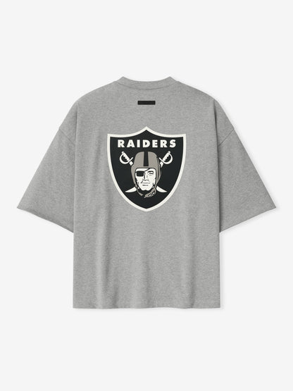 Essentials Raiders 90S 3/4 Sleeve Football Tee Concrete Heather