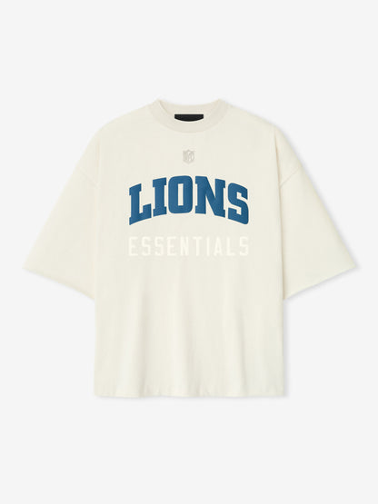 Essentials Lions 90S 3/4 Sleeve Football Tee Cream White