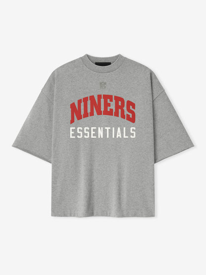 Essentials Forty Niners 90S 3/4 Sleeve Football Tee Concrete Heather