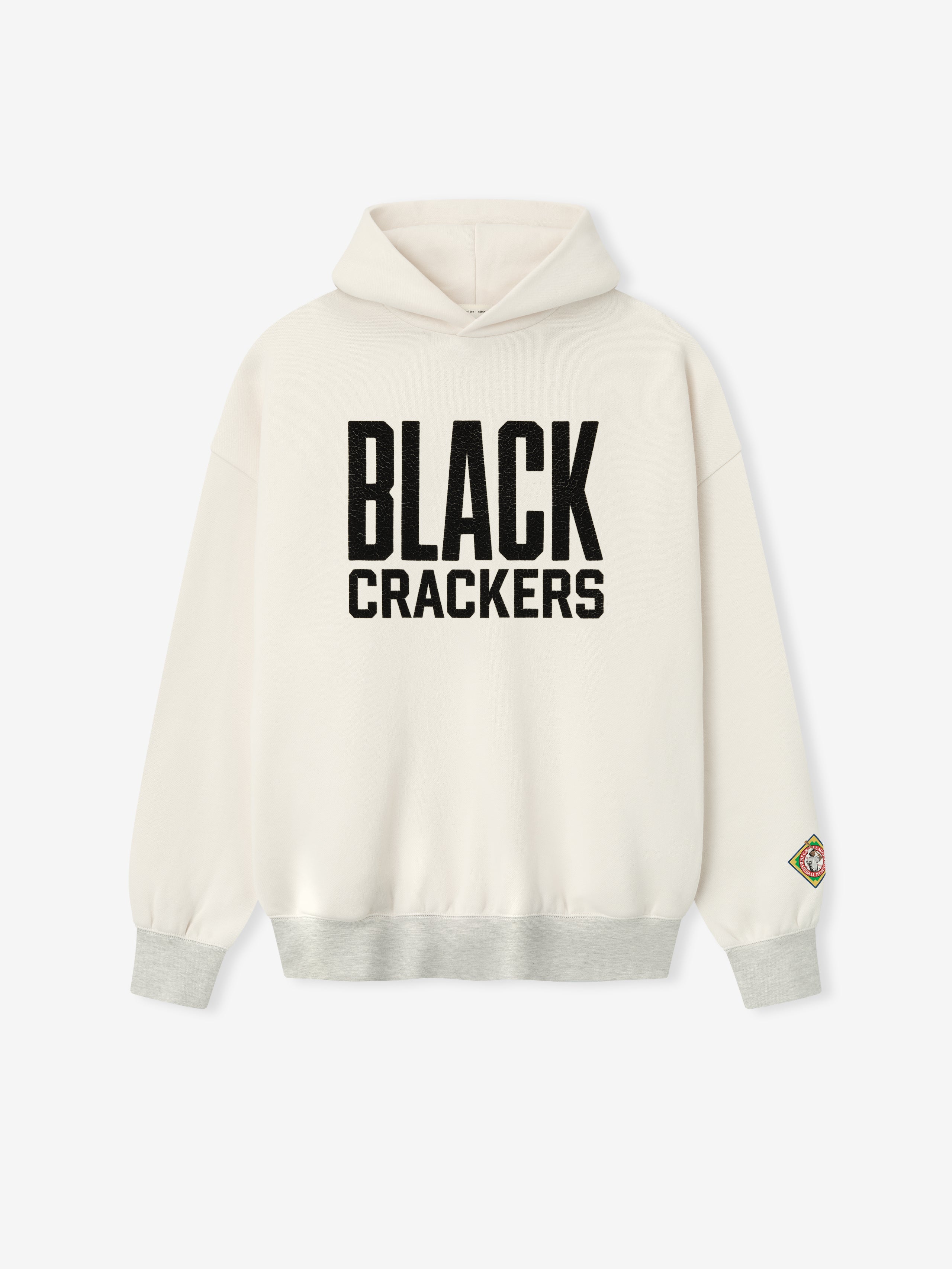 Essentials Essentials Black Crackers Hoodie Cream White