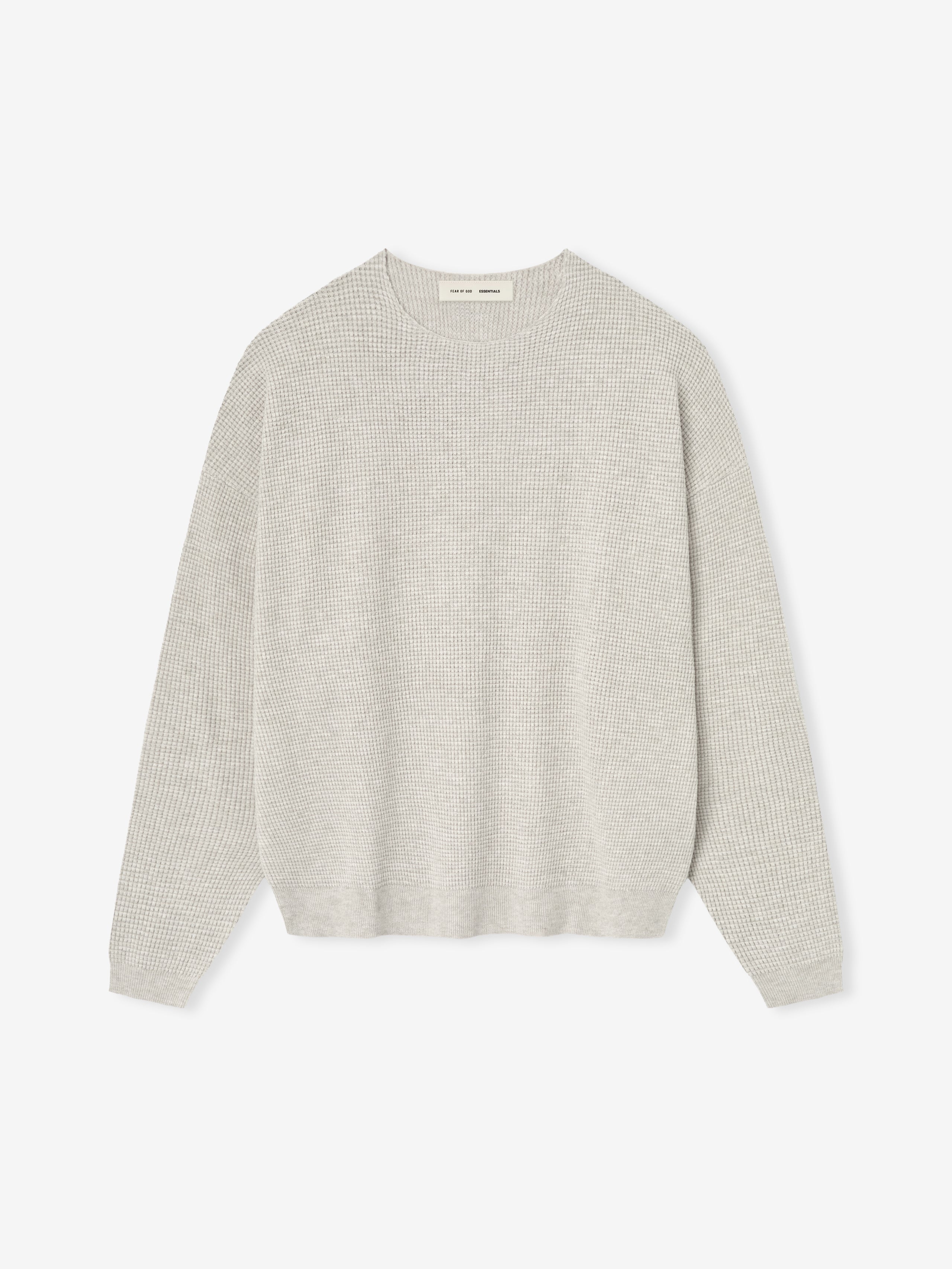 Essentials Waffle Crewneck Sweater Heather Stone