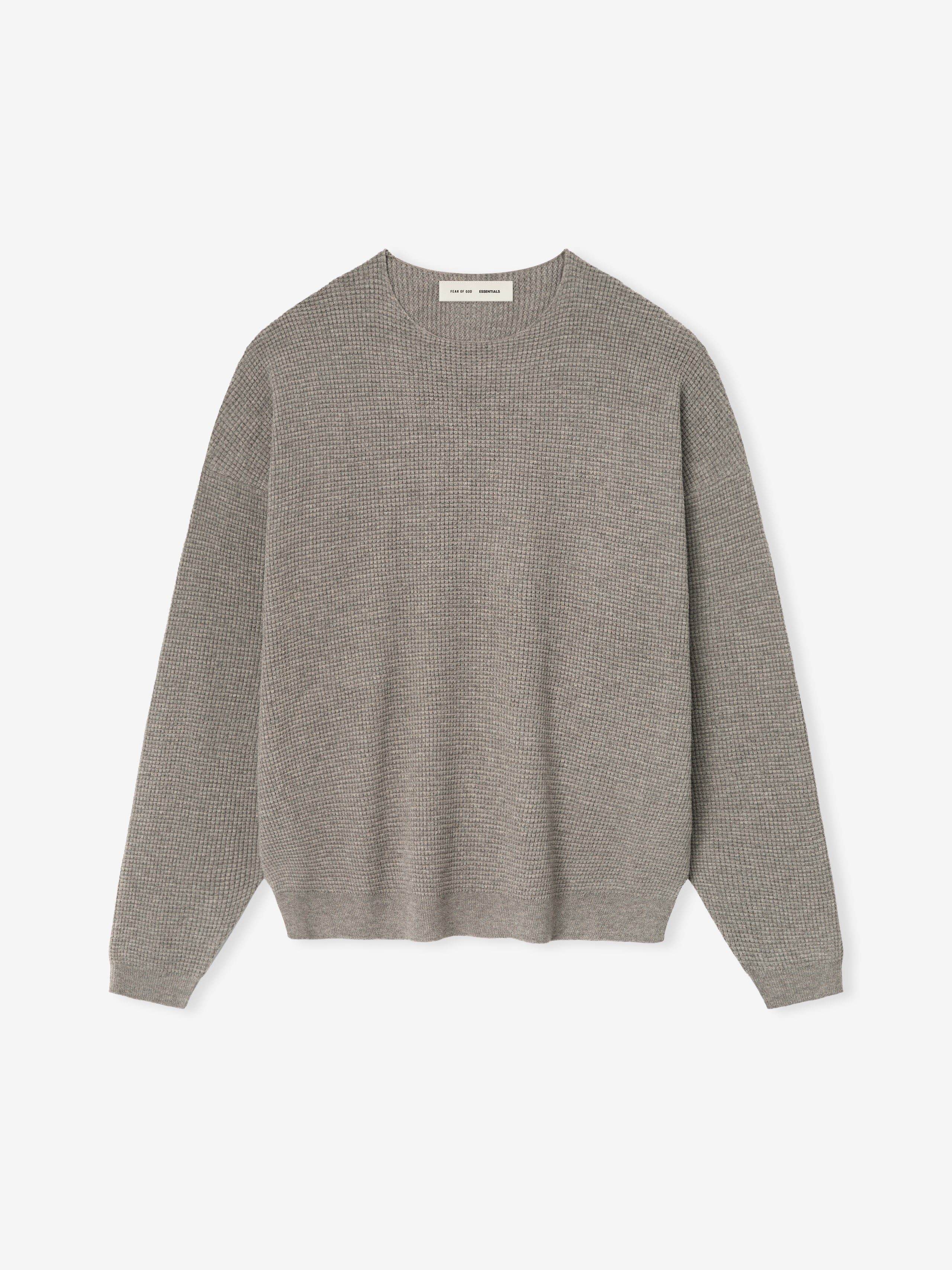 Essentials Waffle Crewneck Sweater Homestead Heather