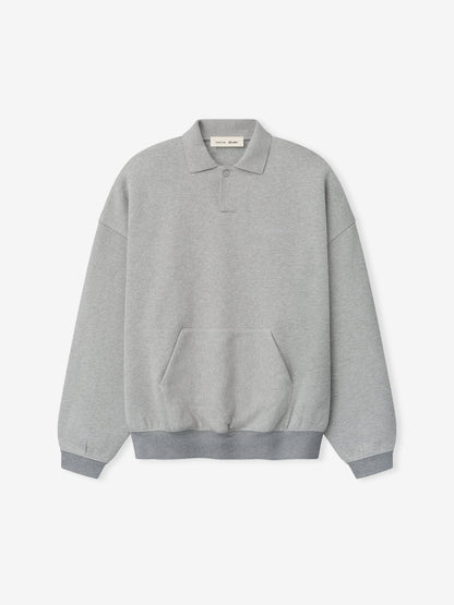 Essentials Signature 90S Polo Sweatshirt Concrete Heather