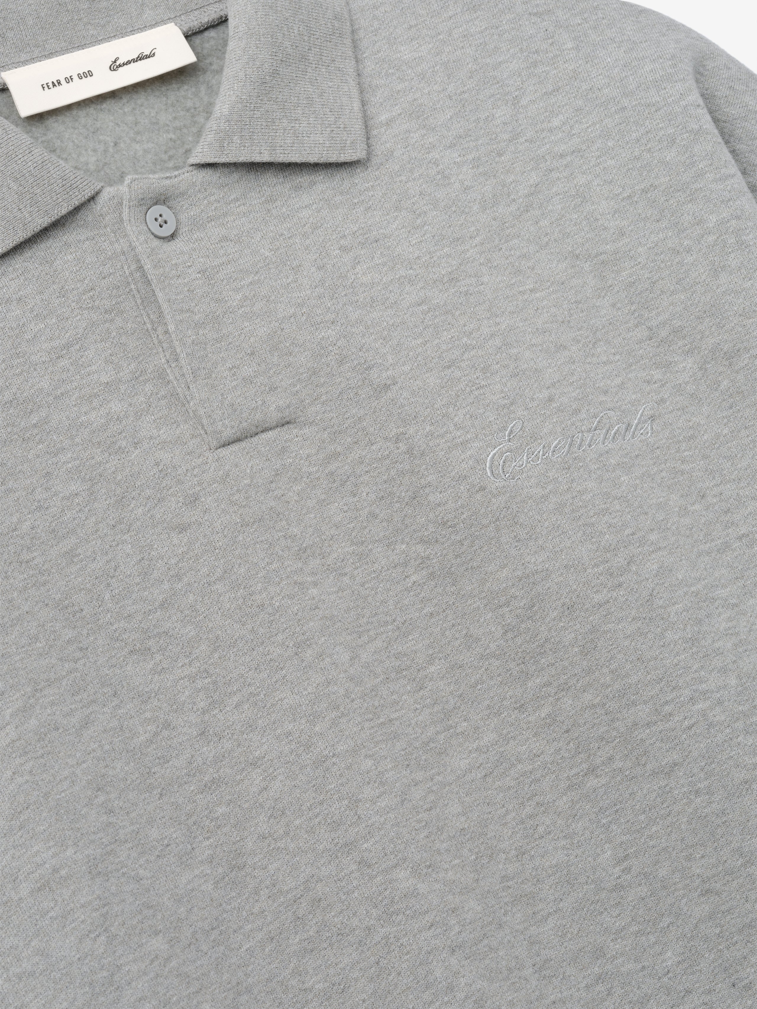 Essentials Signature 90S Polo Sweatshirt Concrete Heather