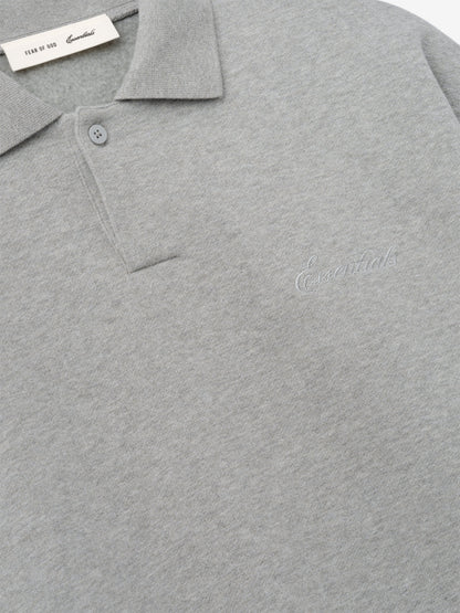 Essentials Signature 90S Polo Sweatshirt Concrete Heather