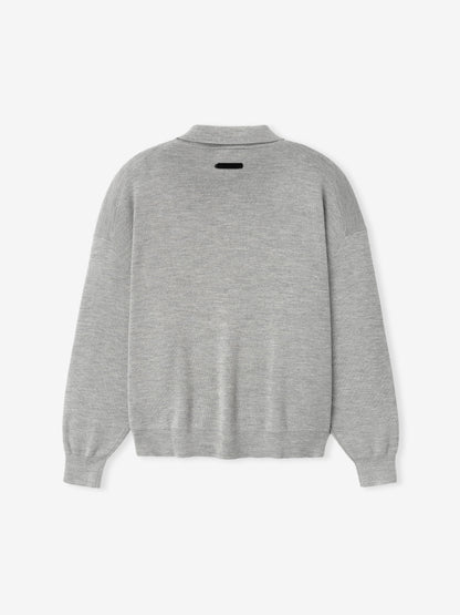 Essentials Signature 90S Knit Polo Concrete Heather