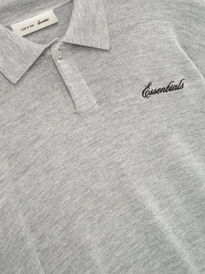 Essentials Signature 90S Knit Polo Concrete Heather