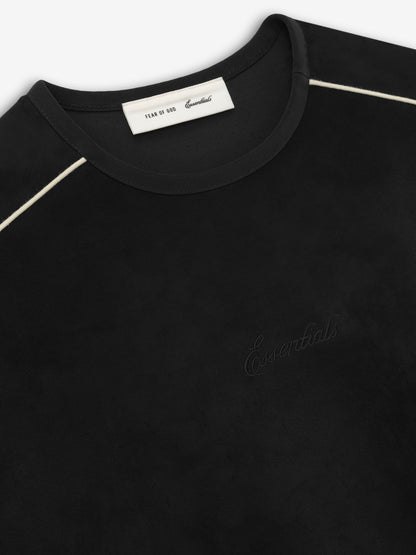 Essentials Suede Fleece Signature Modern Crewneck Sweatshirt Vintage Black