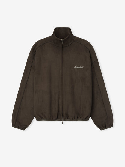 Essentials Suede Fleece Signature Modern Track Jacket W/ Piping Brown