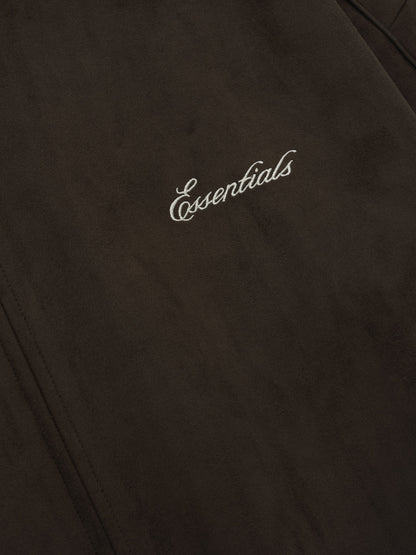 Essentials Suede Fleece Signature Modern Track Jacket W/ Piping Brown
