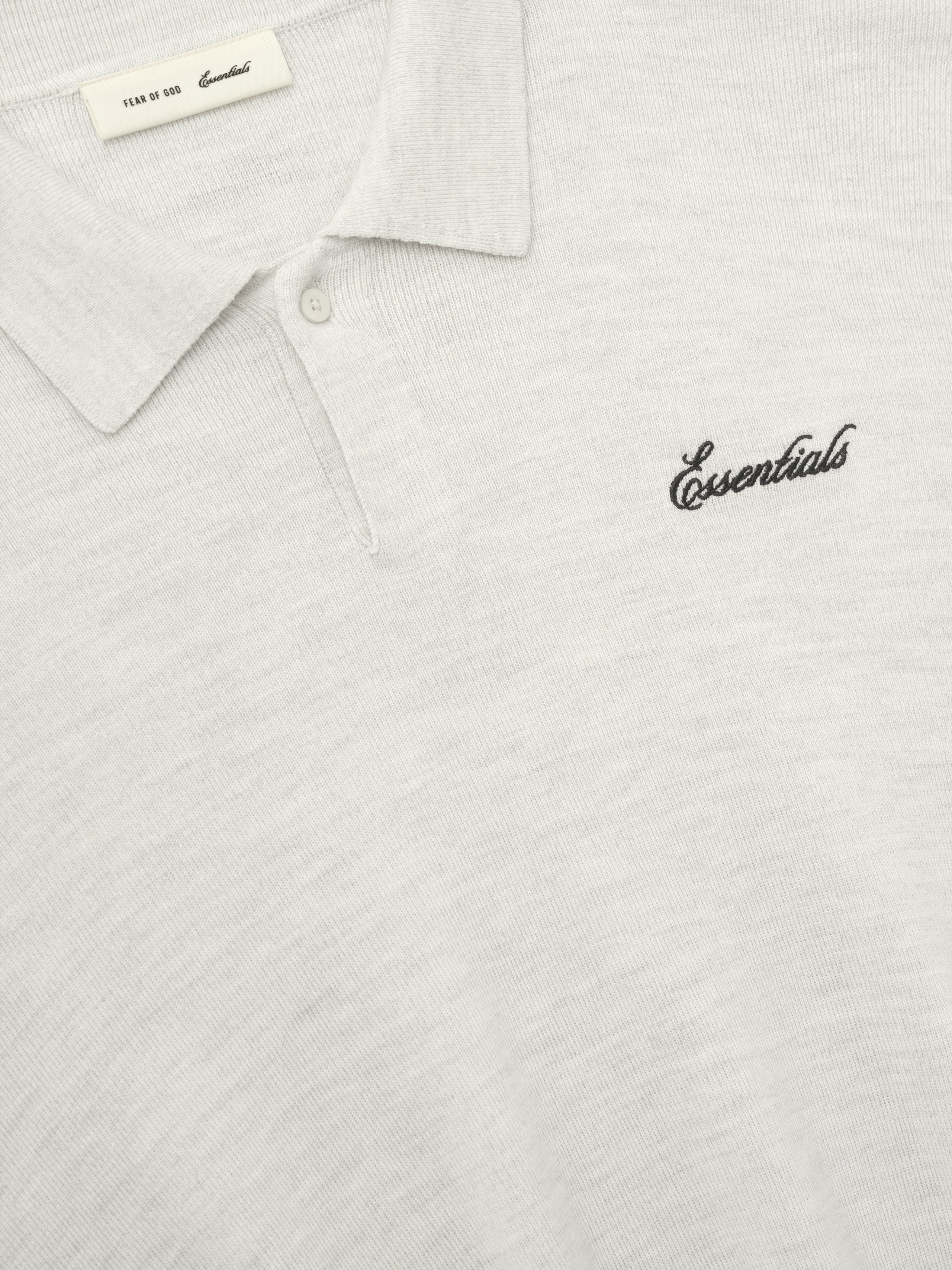 Essentials Signature 3/4 Sleeve 90S Knit Polo Oatmeal Heather