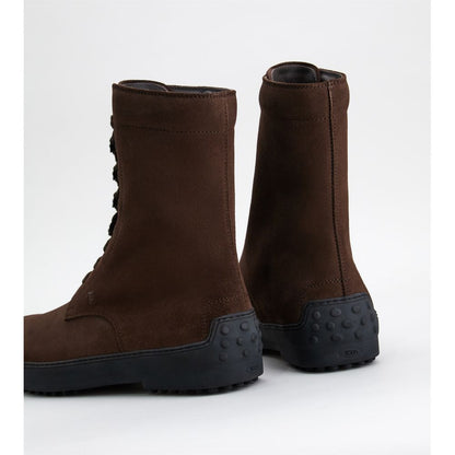 Tods Winter Gommino Ankle Boots In Suede Brown Mens