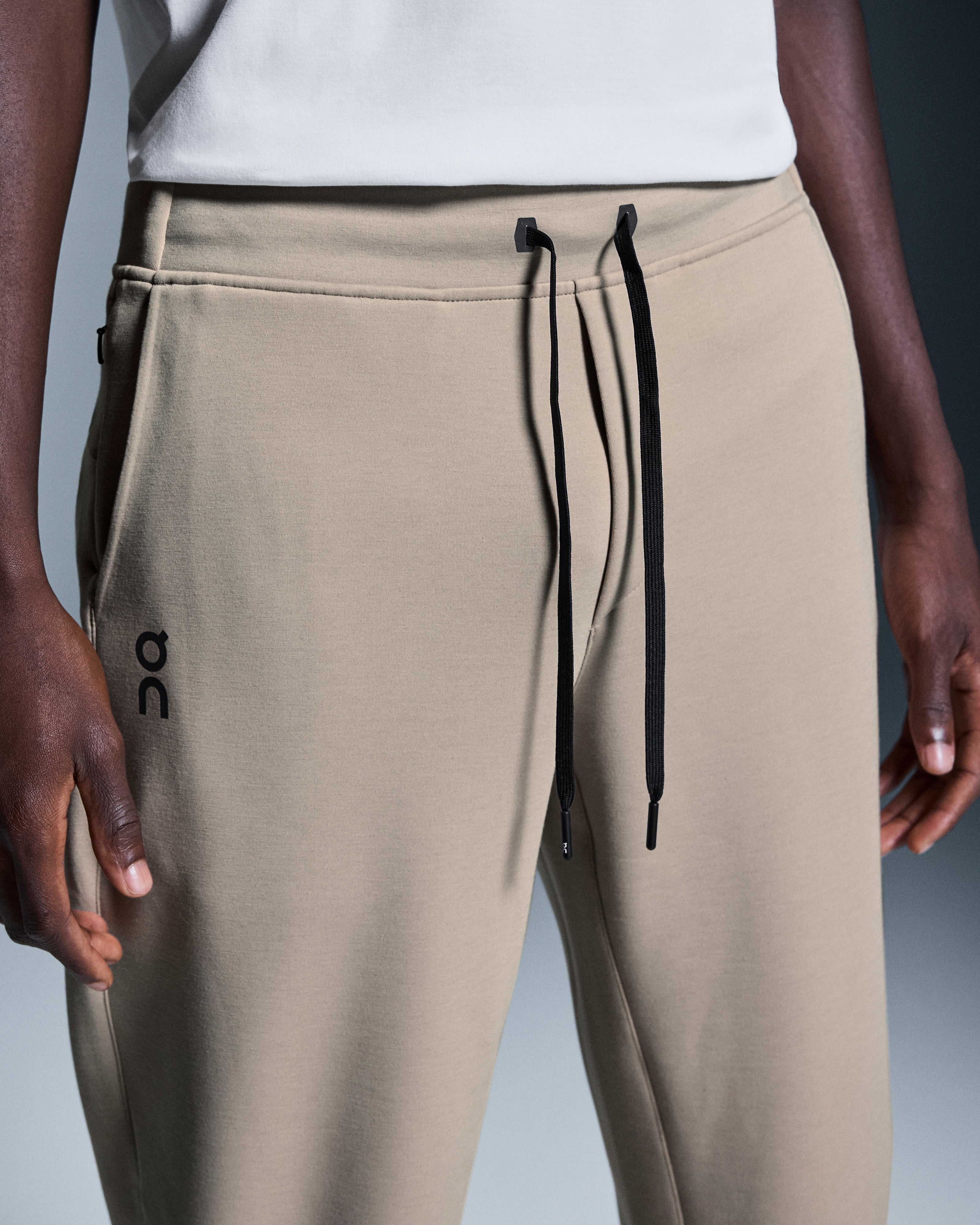on sweat pants Desert