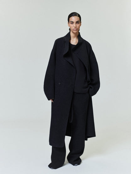 Essentials Wool Cashmere Highneck Coat Charcoal