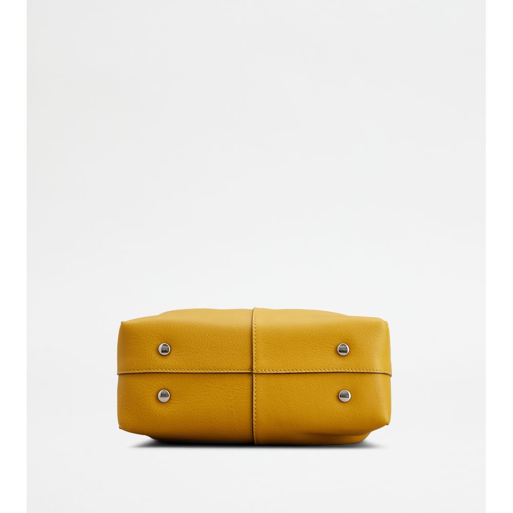 Tods Di Bag Bucket Bag In Leather Mini With Drawstring Yellow