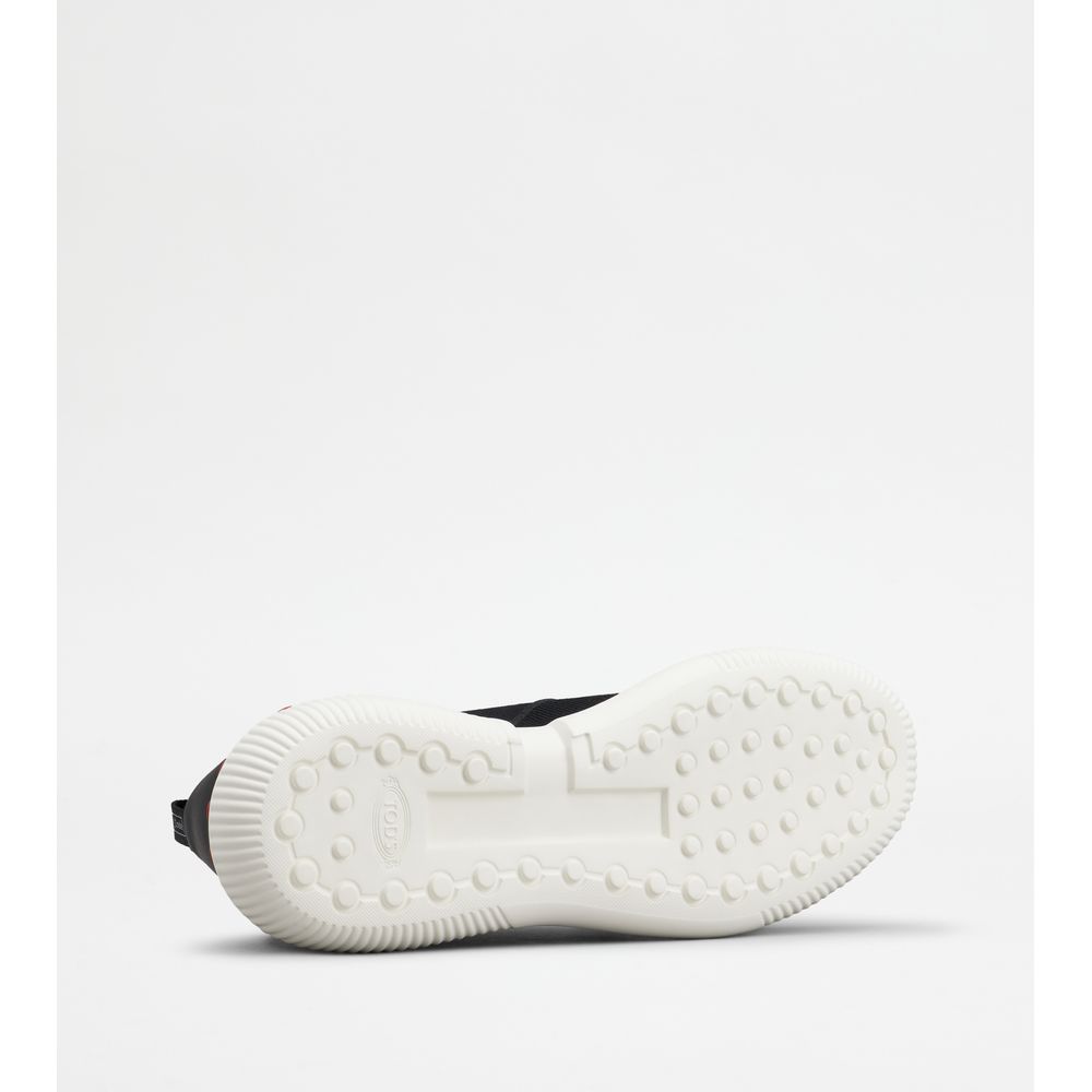 Tods No_Code Knit In Technical Fabric And Leather Black Red White Mens
