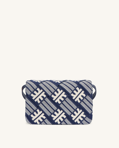 Jw Pei Fei Maze Jacquard Knit Cossbody Bag Navy