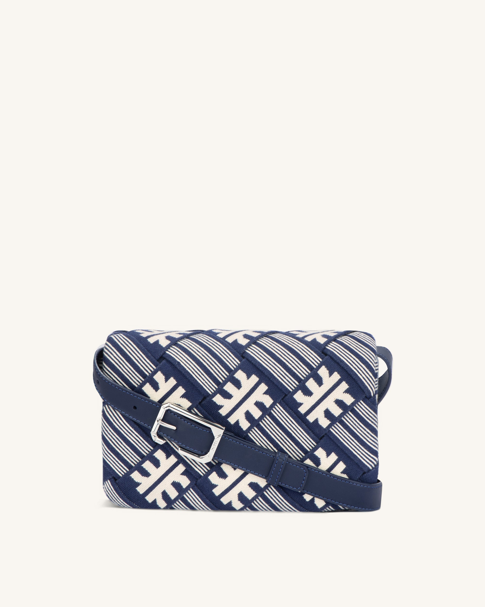 Jw Pei Fei Maze Jacquard Knit Cossbody Bag Navy