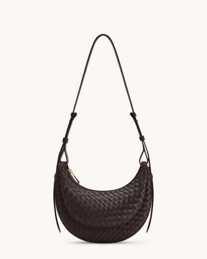 Jw Pei Sharon Woven Crossbody Bag Coffee Brown