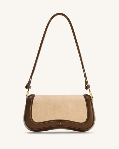 Jw Pei Joy Faux Suede Shoulder Bag Khaki Brown
