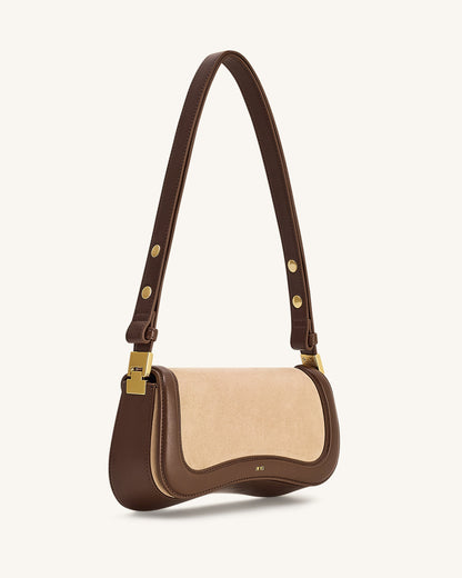Jw Pei Joy Faux Suede Shoulder Bag Khaki Brown