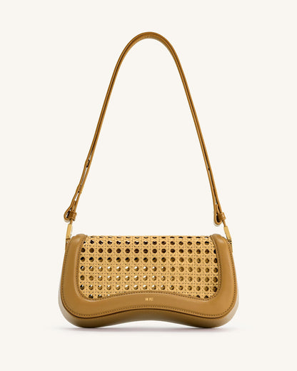 Jw Pei Joy Faux Bamboo Woven Shoulder Bag Brown