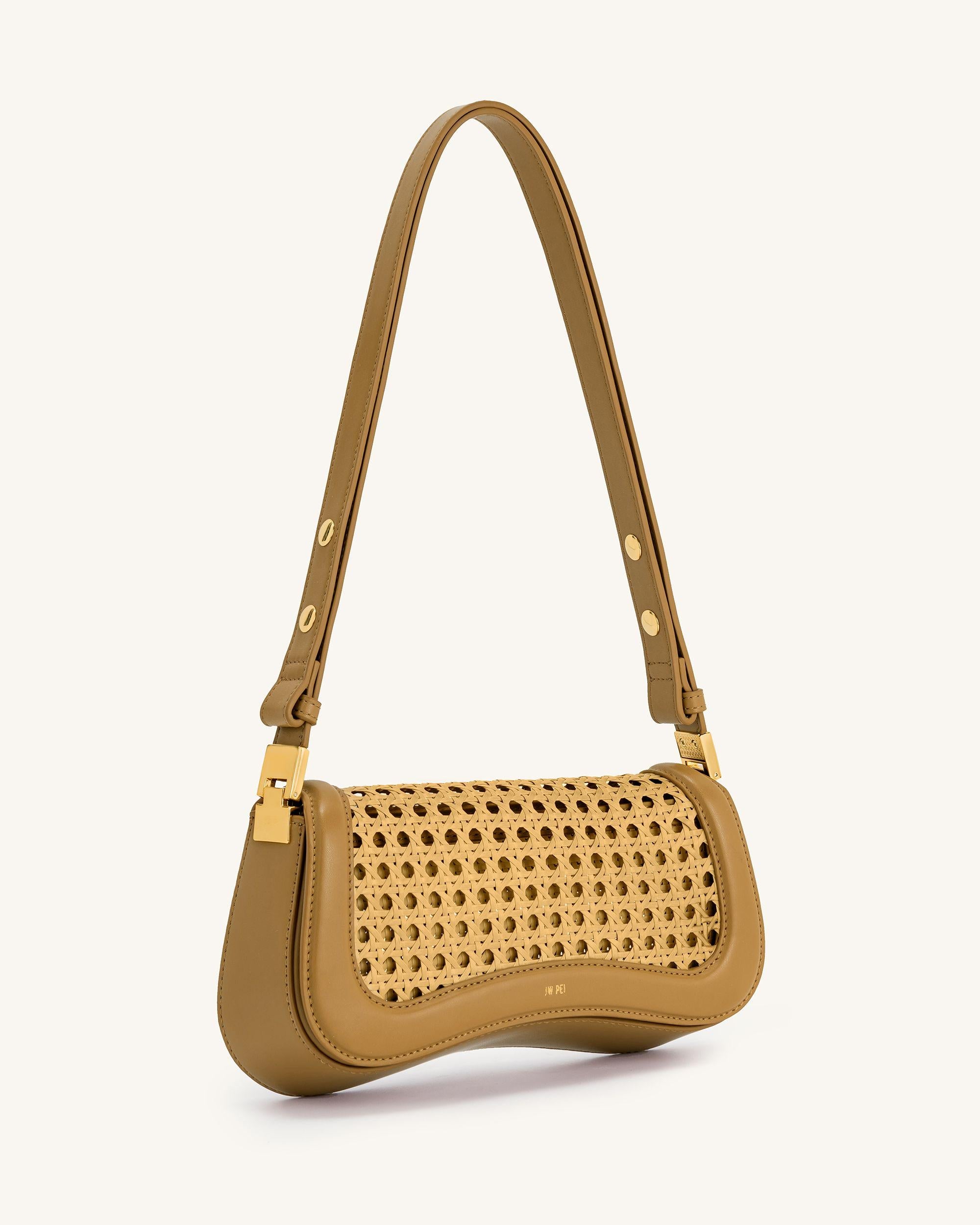 Jw Pei Joy Faux Bamboo Woven Shoulder Bag Brown