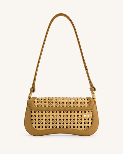 Jw Pei Joy Faux Bamboo Woven Shoulder Bag Brown