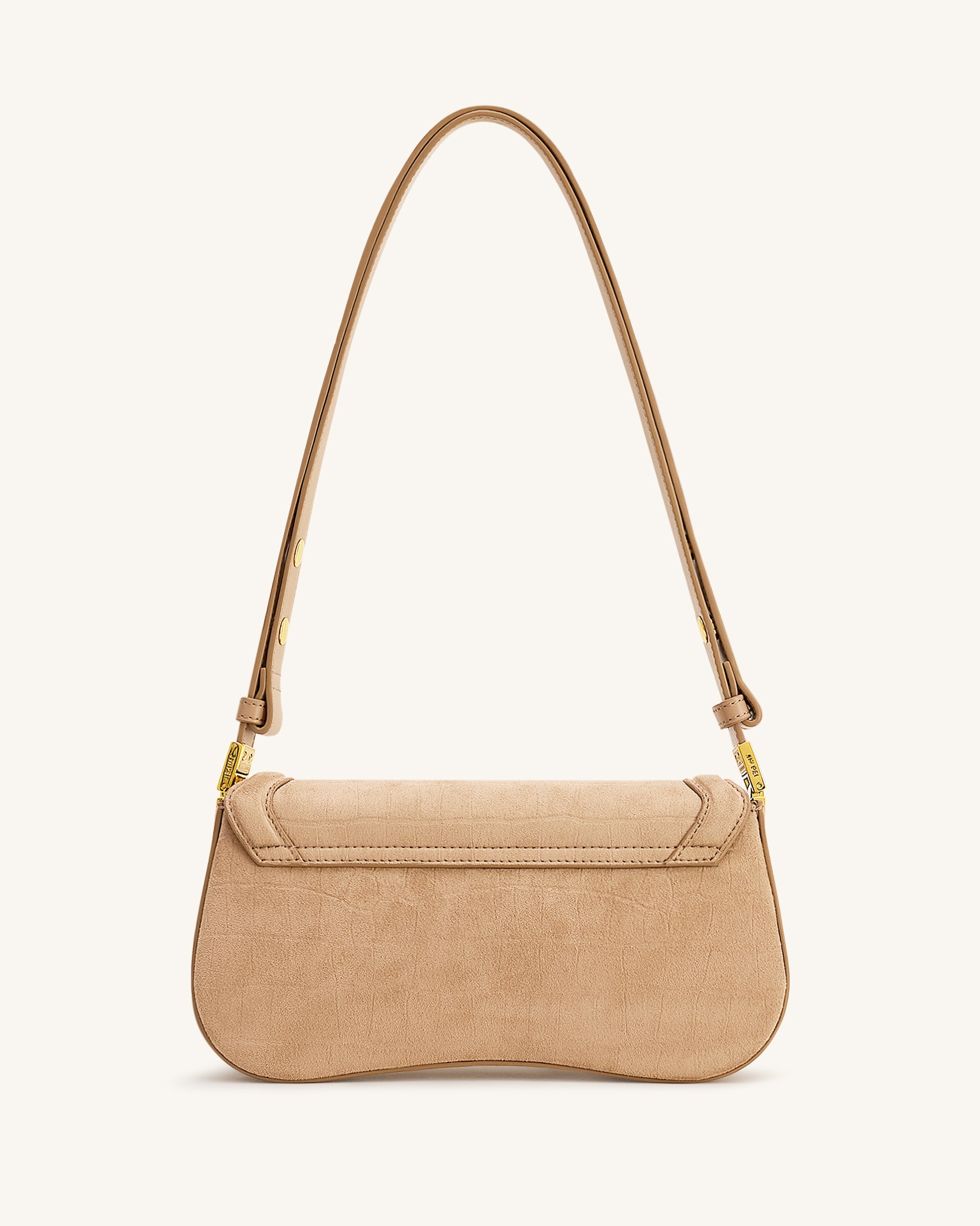 Jw Pei Joy Croc Embossed Faux Suede Shoulder Bag Beige