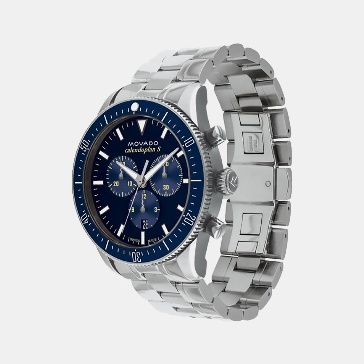 Movado Heritage Calendoplan S Men Quartz Blue Dial Chronograph Stainless Steel Watch 3650124