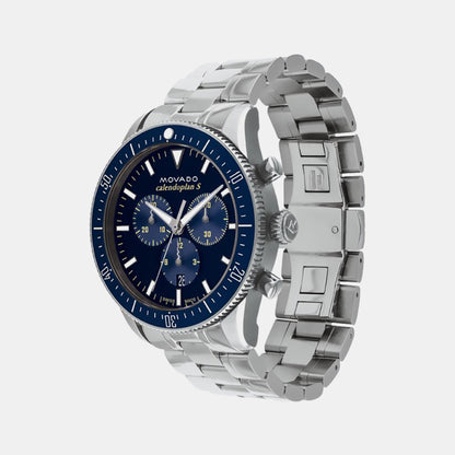 Movado Heritage Calendoplan S Men Quartz Blue Dial Chronograph Stainless Steel Watch 3650124