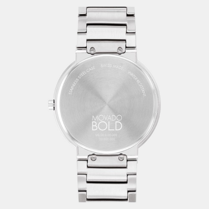 Movado Bold Horizon Men Quartz Taupe Dial Analog Stainless Steel Watch 3601075