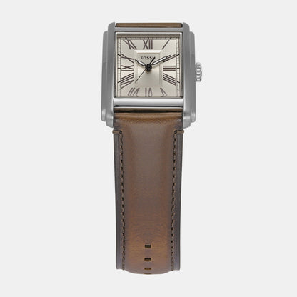 Fossil Carraway Men Quartz Cream Dial Analog Leather Watch Fs6012