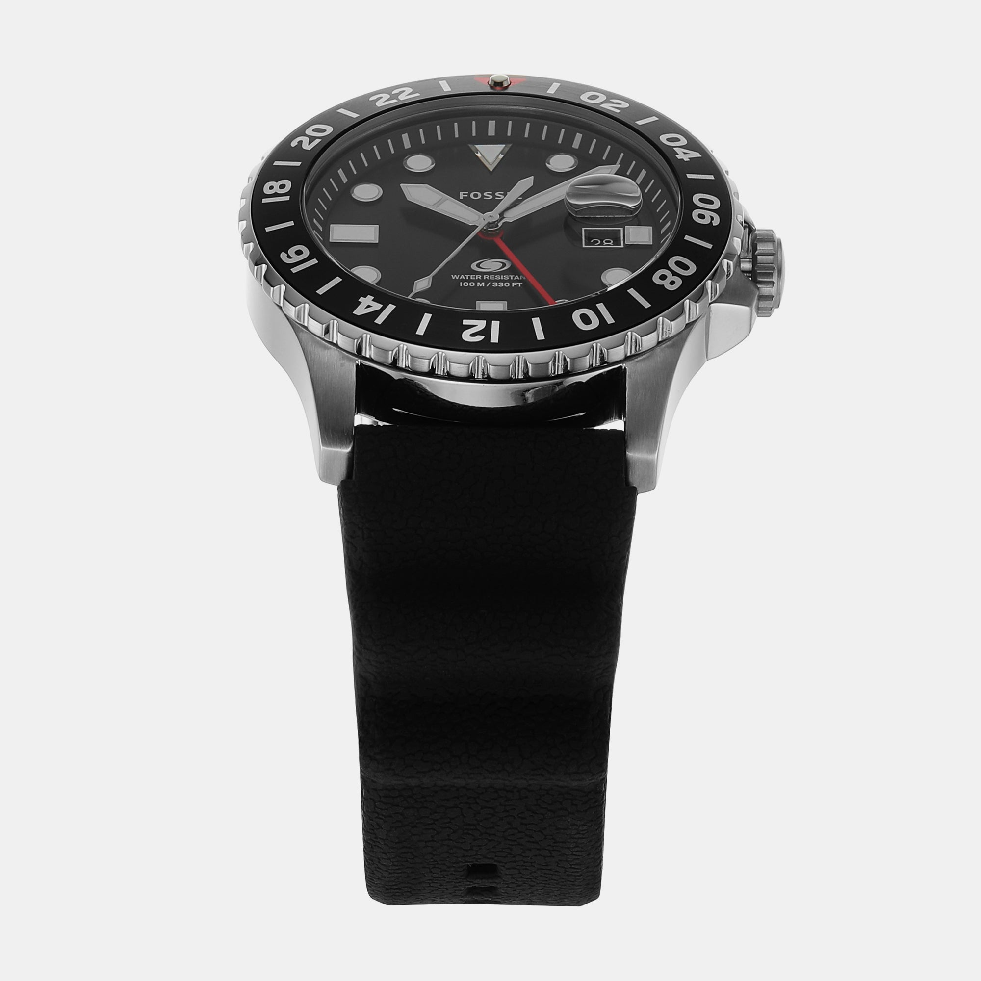 Fossil Fossil Blue Gmt Men Quartz Black Dial Analog Silicone Watch Fs6036