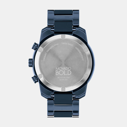 Movado Bold Verso Men Quartz Blue Dial Chronograph Ceramic Watch 3601117