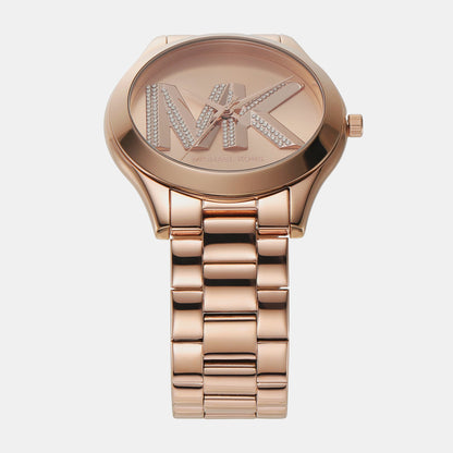Michael Kors Slim Runway Women Quartz Pink Dial Analog Stainless Steel Watch Mk4733