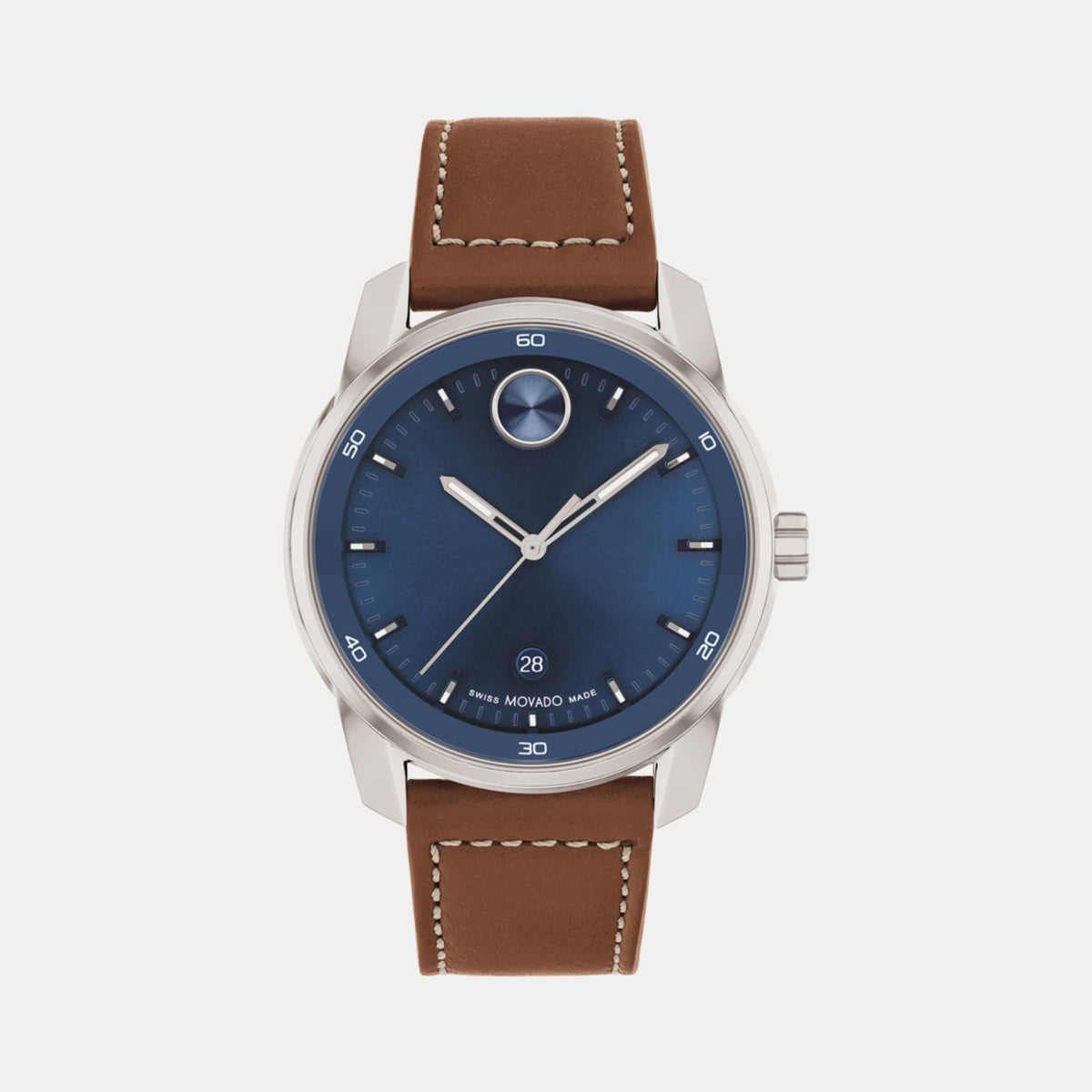Movado Bold Verso Men Quartz Blue Dial Analog Stainless Steel Watch 3600944