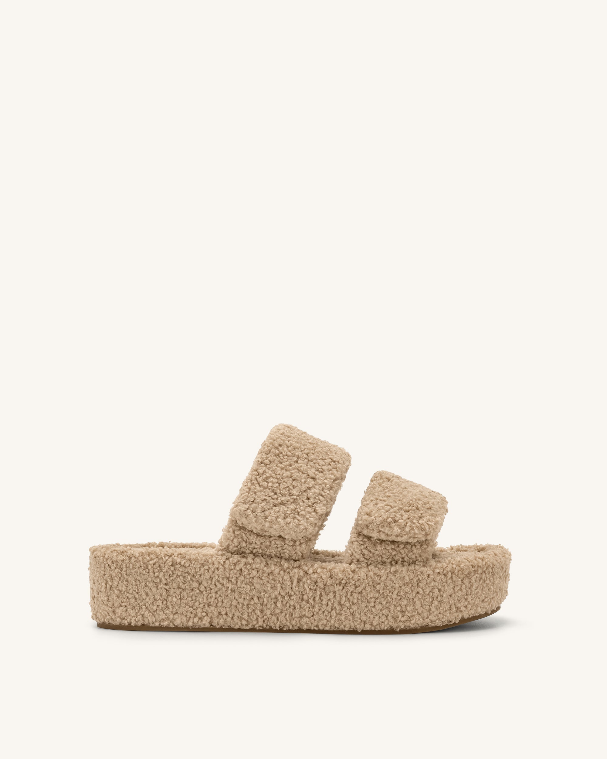 Jw Pei Lexi Faux Fur Platform Sandal Beige