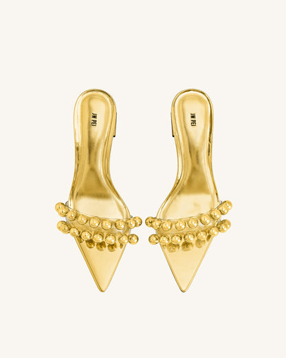 Jw Pei Gianna Beaded Strap Mules Gold