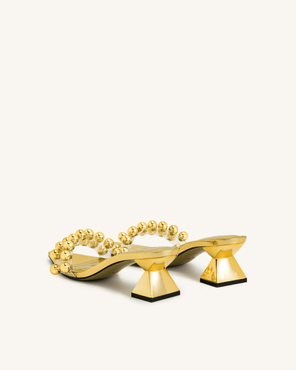 Jw Pei Gianna Beaded Strap Mules Gold
