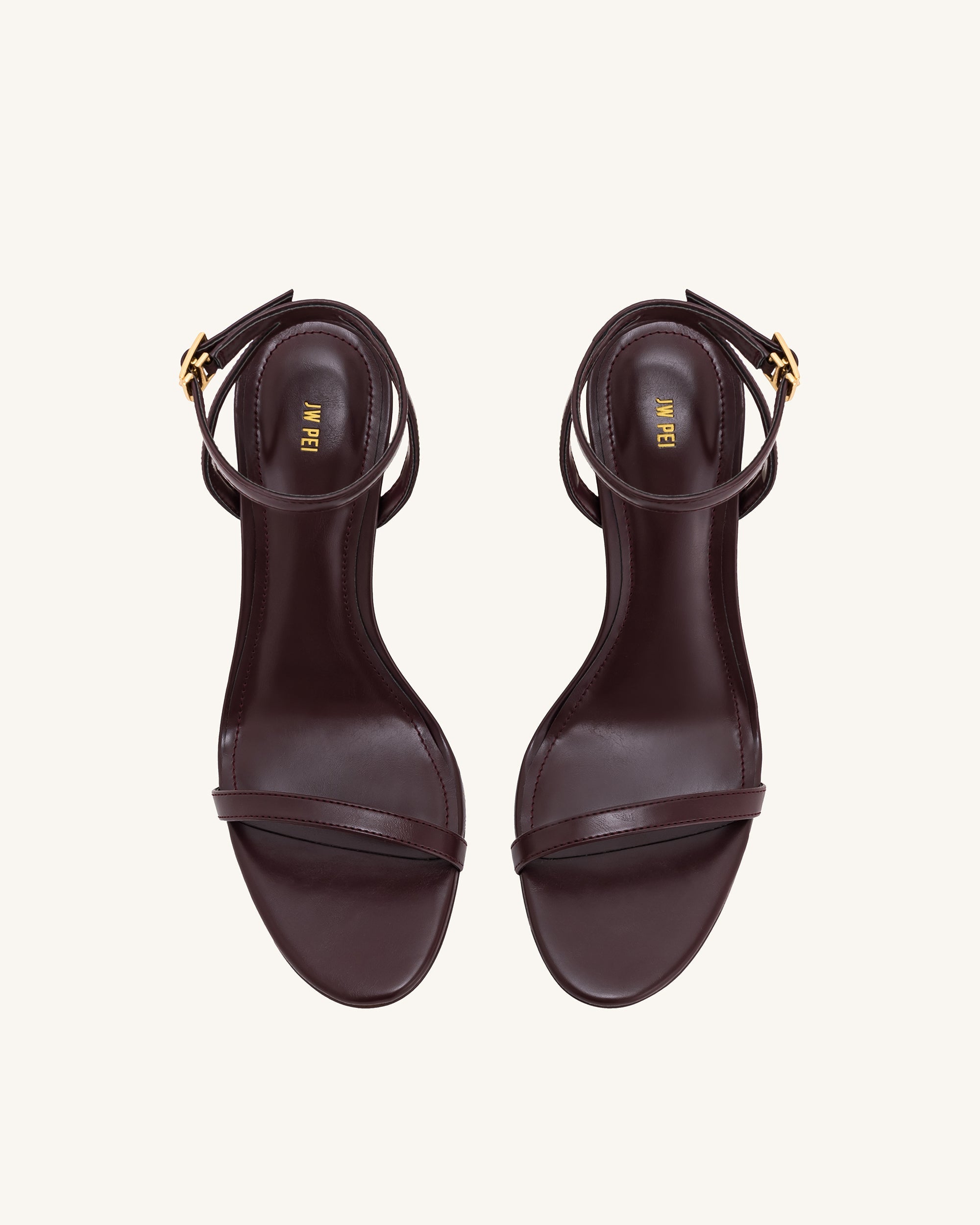 Jw Pei Alivia Gold Metal Heel Sandals Claret Red