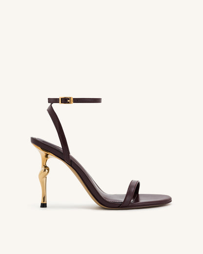 Jw Pei Alivia Gold Metal Heel Sandals Claret Red